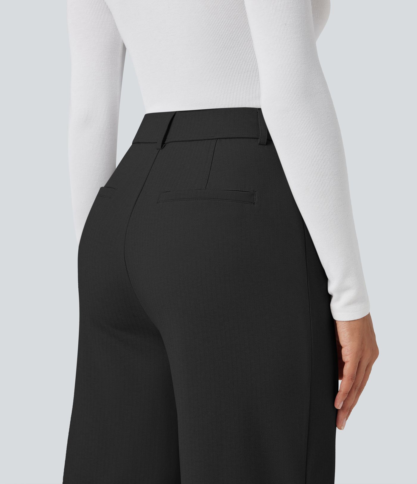 Pantalon tailleur Halara Flex™ taille haute coupe droite chevrons avec poches