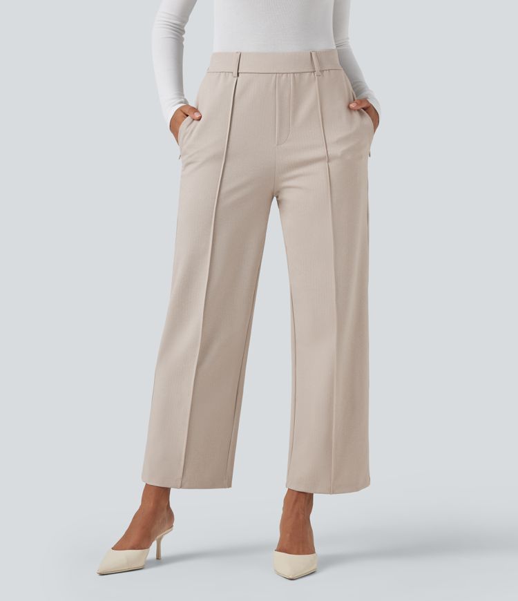 Pantalon tailleur Halara Flex™ taille haute coupe droite chevrons avec poches