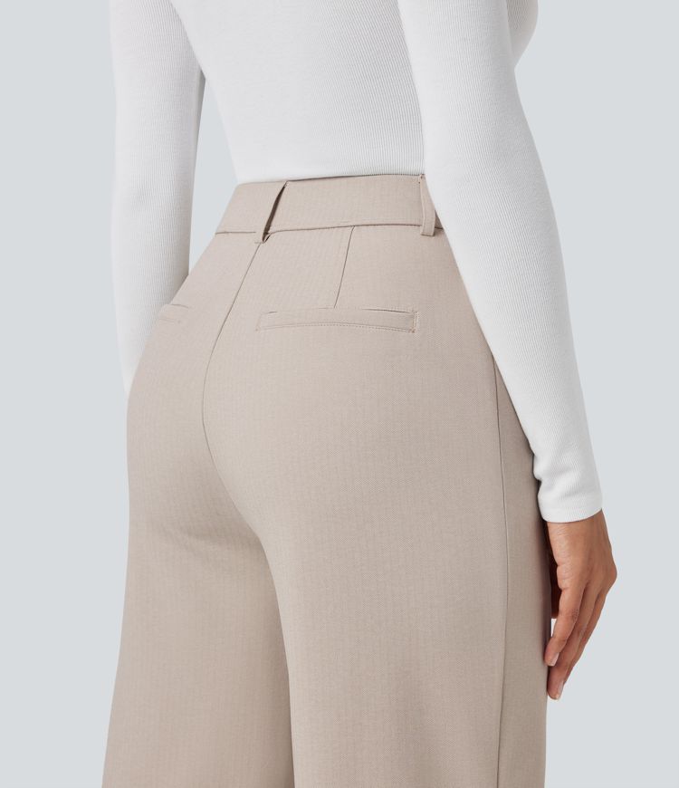 Pantalon tailleur Halara Flex™ taille haute coupe droite chevrons avec poches