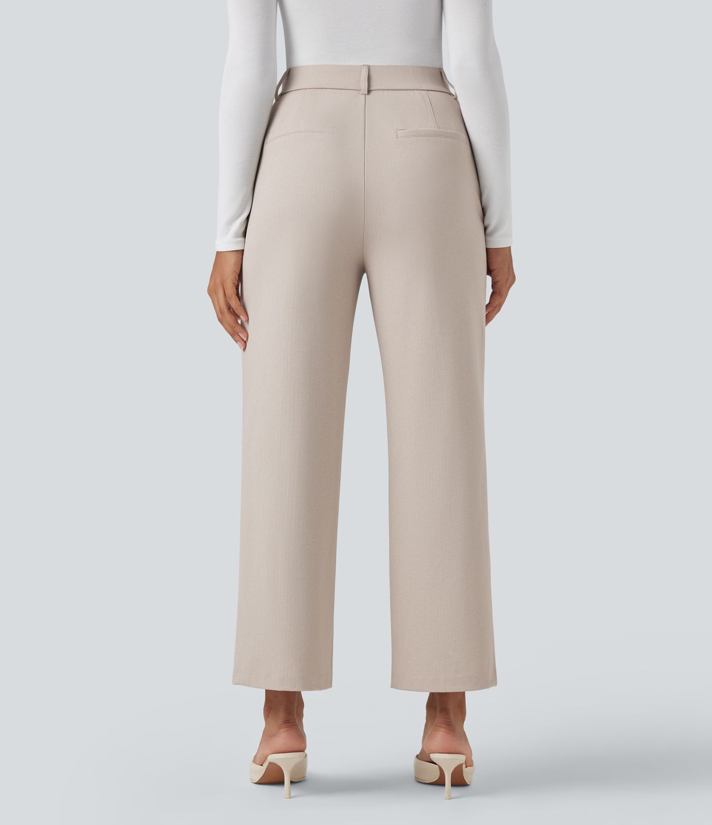 Pantalon tailleur Halara Flex™ taille haute coupe droite chevrons avec poches