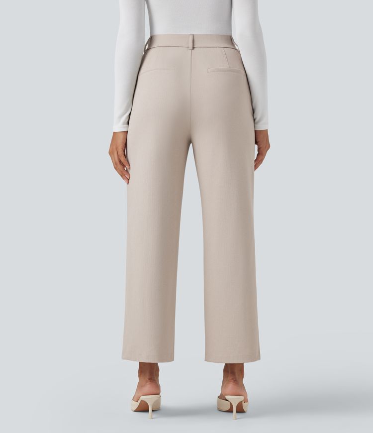 Pantalon tailleur Halara Flex™ taille haute coupe droite chevrons avec poches