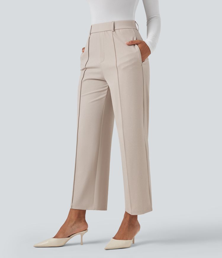 Pantalon tailleur Halara Flex™ taille haute coupe droite chevrons avec poches