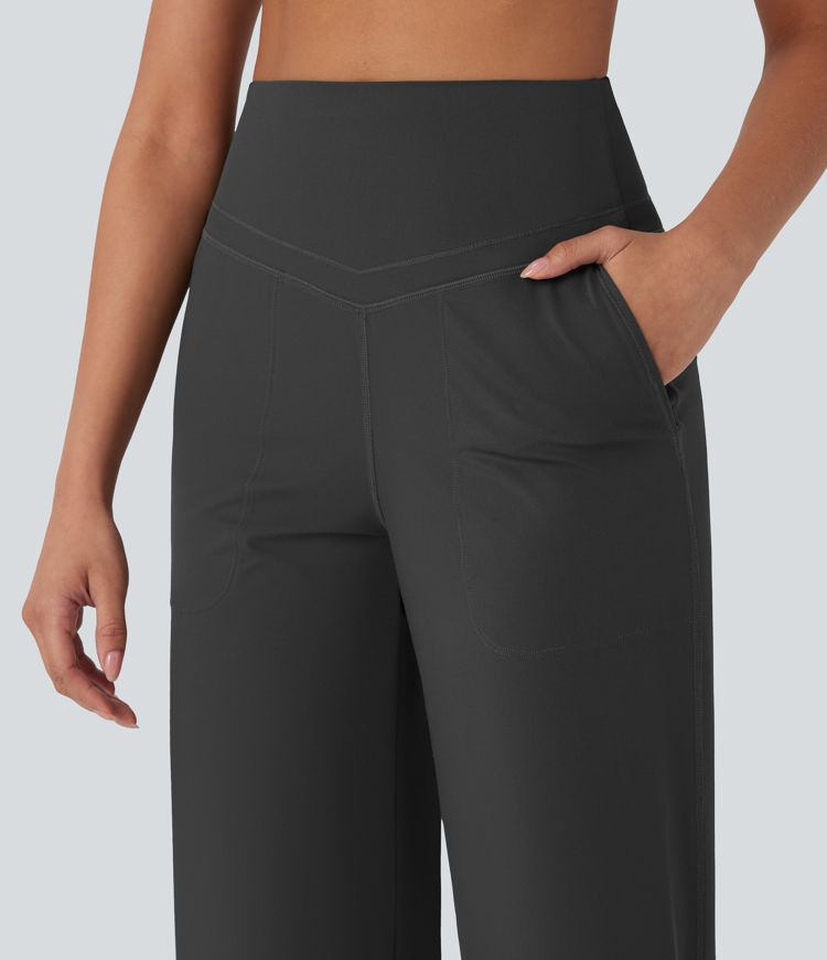 Pantalon de yoga droit gainant taille haute avec poches Halara UltraSculpt™