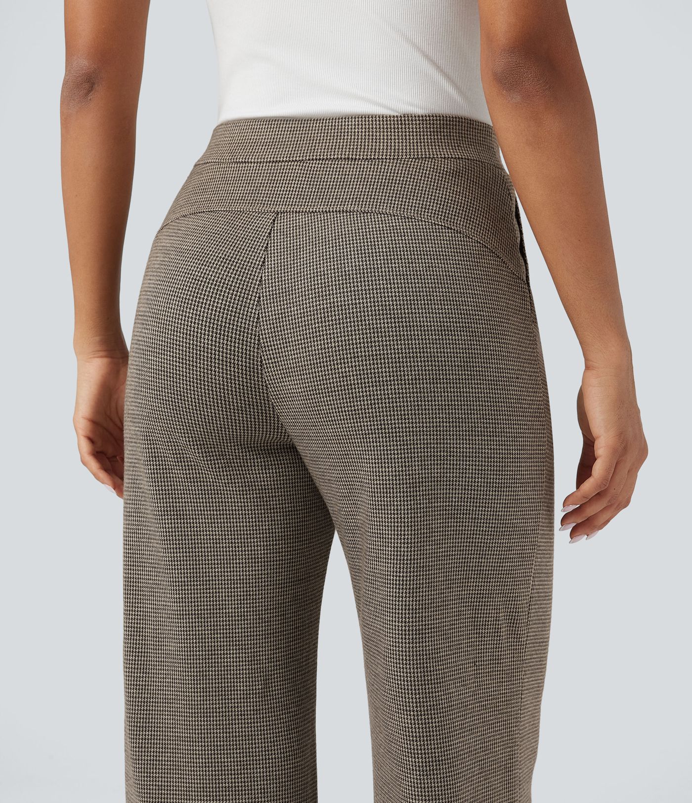 Halara Flex™ High-waisted Houndstooth Work Wide-leg Trousers with Pockets