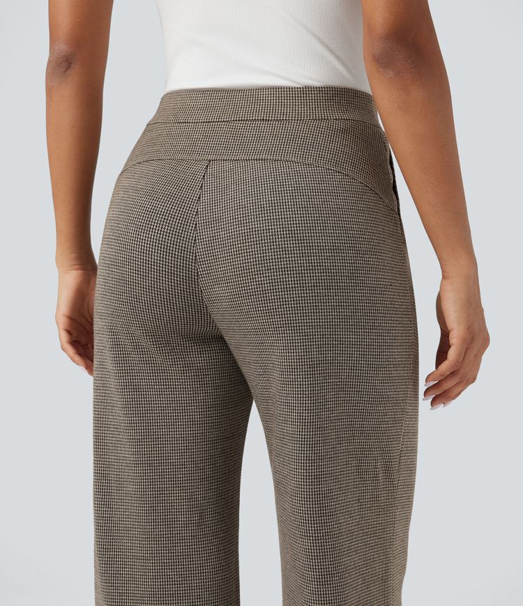 Halara Flex™ High-waisted Houndstooth Work Wide-leg Trousers with Pockets