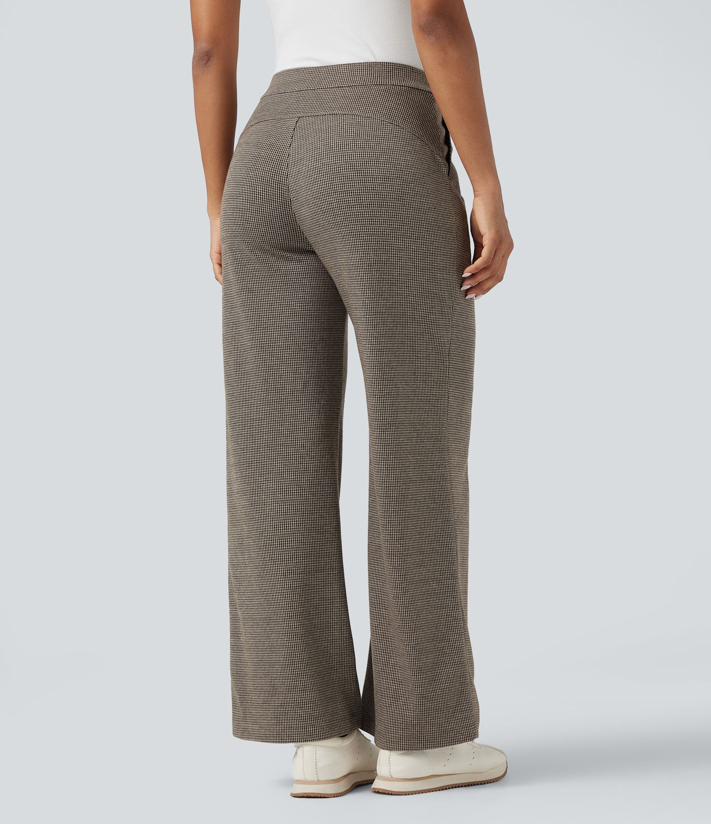 Halara Flex™ High-waisted Houndstooth Work Wide-leg Trousers with Pockets