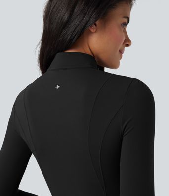 SoftlyZero™ Plush Half Zip Long Sleeve Thumb Hole 2-Piece Mini Tennis Active Dress with Pockets