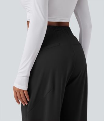 DayStretch Mid Rise Casual Barrel Leg 7/8 Pants with Pockets