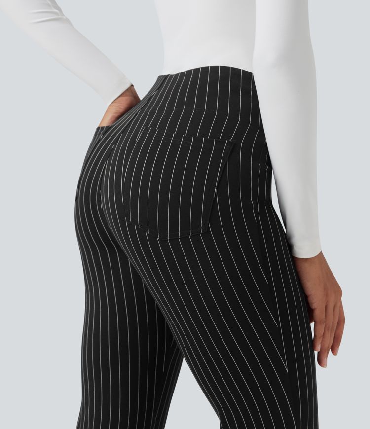 Halara Flex™ High Waisted Striped Work Flare Pants with Pockets
