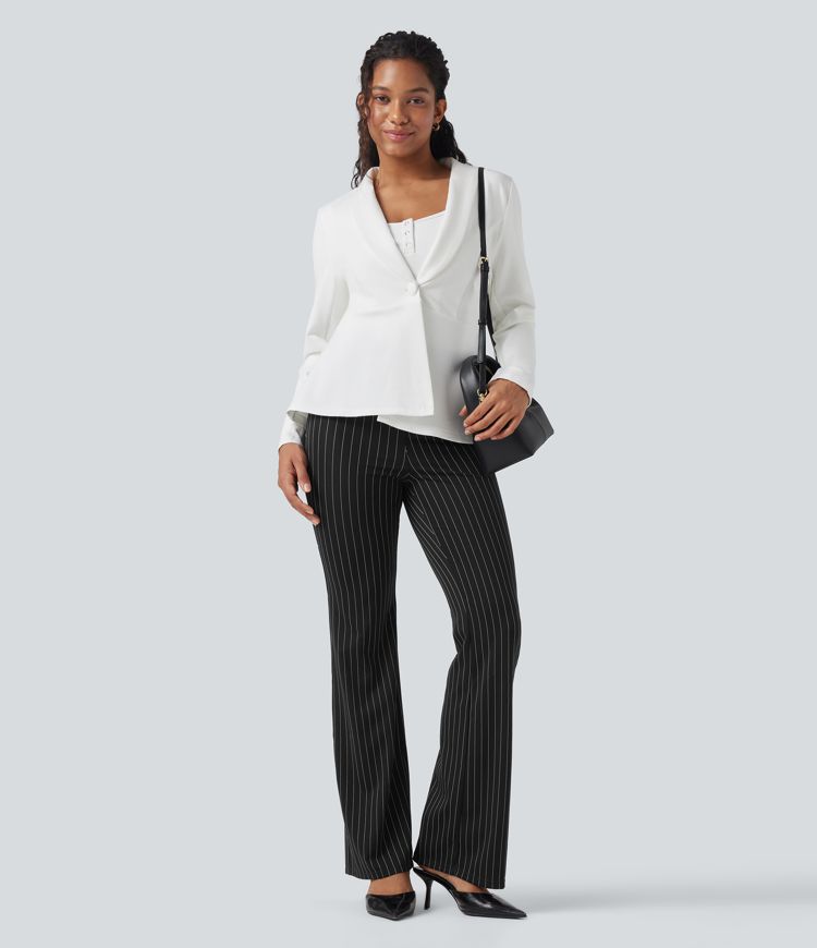 Halara Flex™ High Waisted Striped Work Flare Pants with Pockets