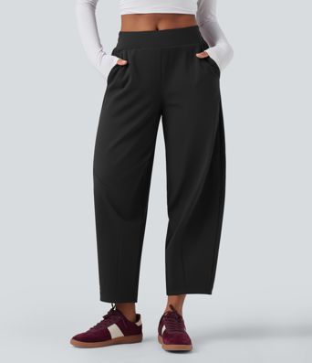 DayStretch Mid Rise Casual Barrel Leg 7/8 Pants with Pockets