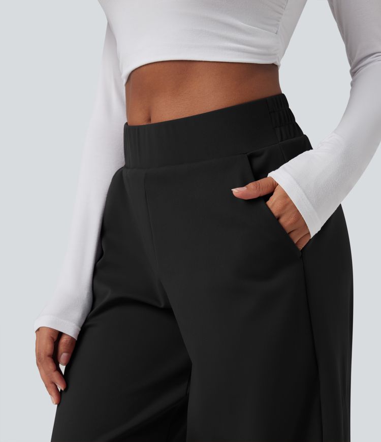 DayStretch Mid Rise Casual Barrel Leg 7/8 Pants with Pockets