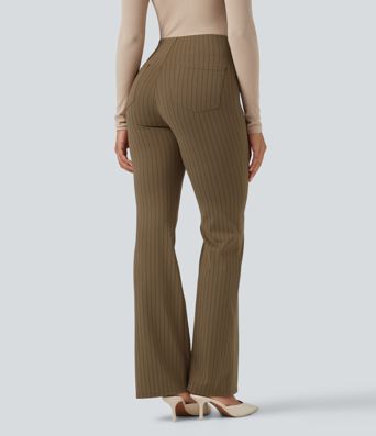 Pantalon rayé taille haute pour le travail, avec poches