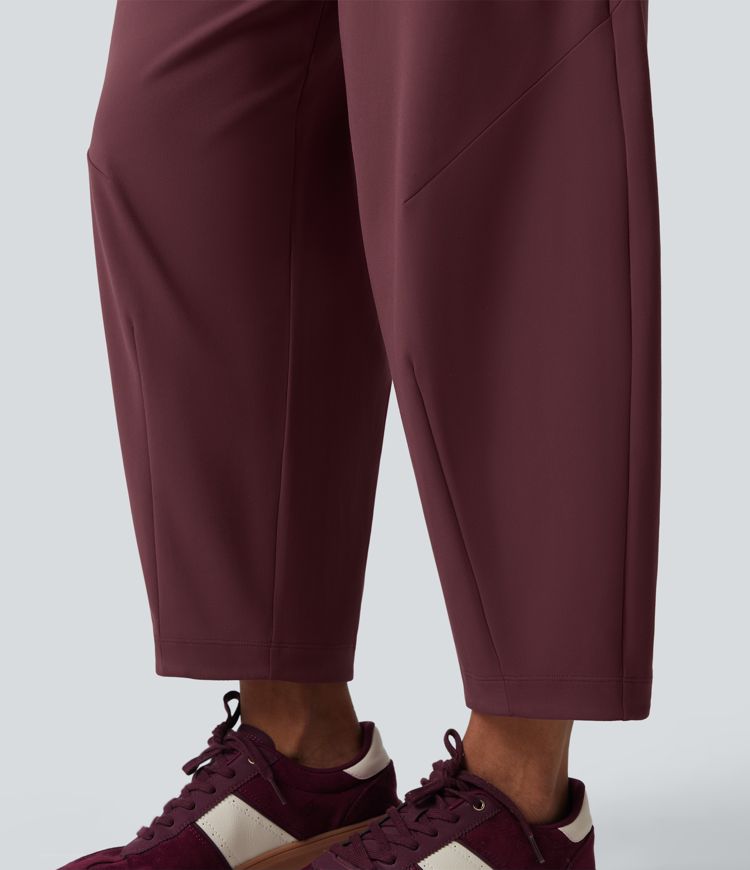 Pantalon 7/8 barrel taille mi-haute avec poches