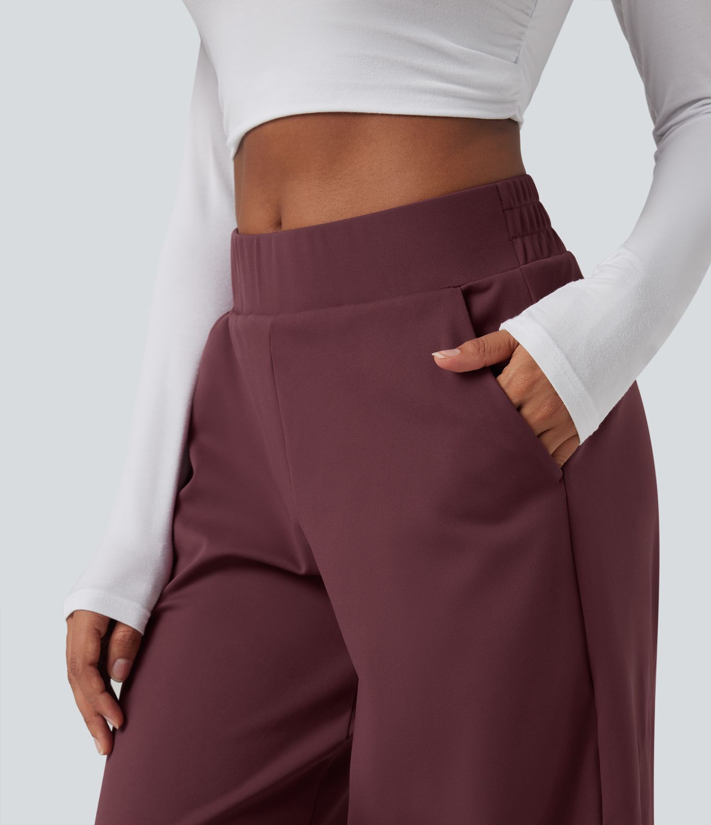 DayStretch Mid Rise Casual Barrel Leg 7/8 Pants with Pockets