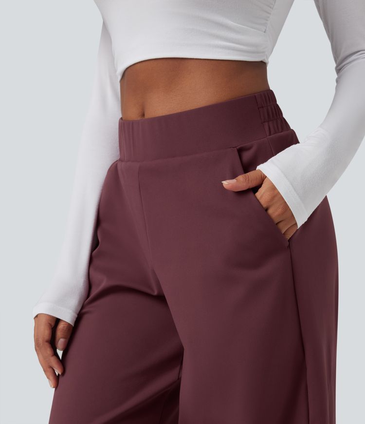 Pantalon 7/8 barrel taille mi-haute avec poches