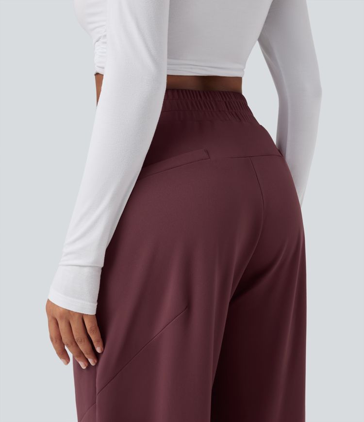 Pantalon 7/8 barrel taille mi-haute avec poches