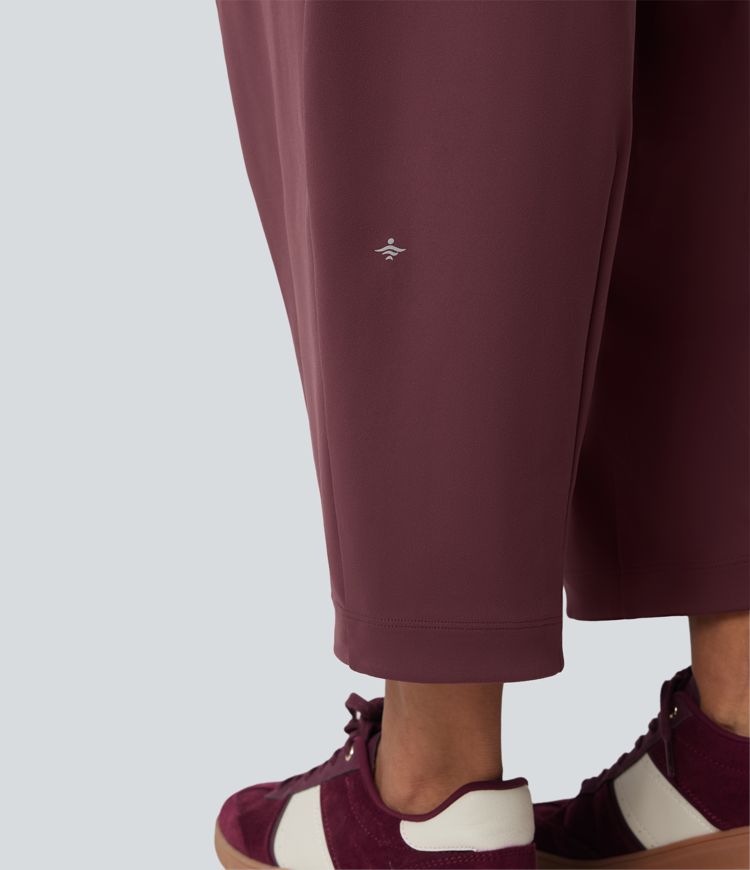 Pantalon 7/8 barrel taille mi-haute avec poches