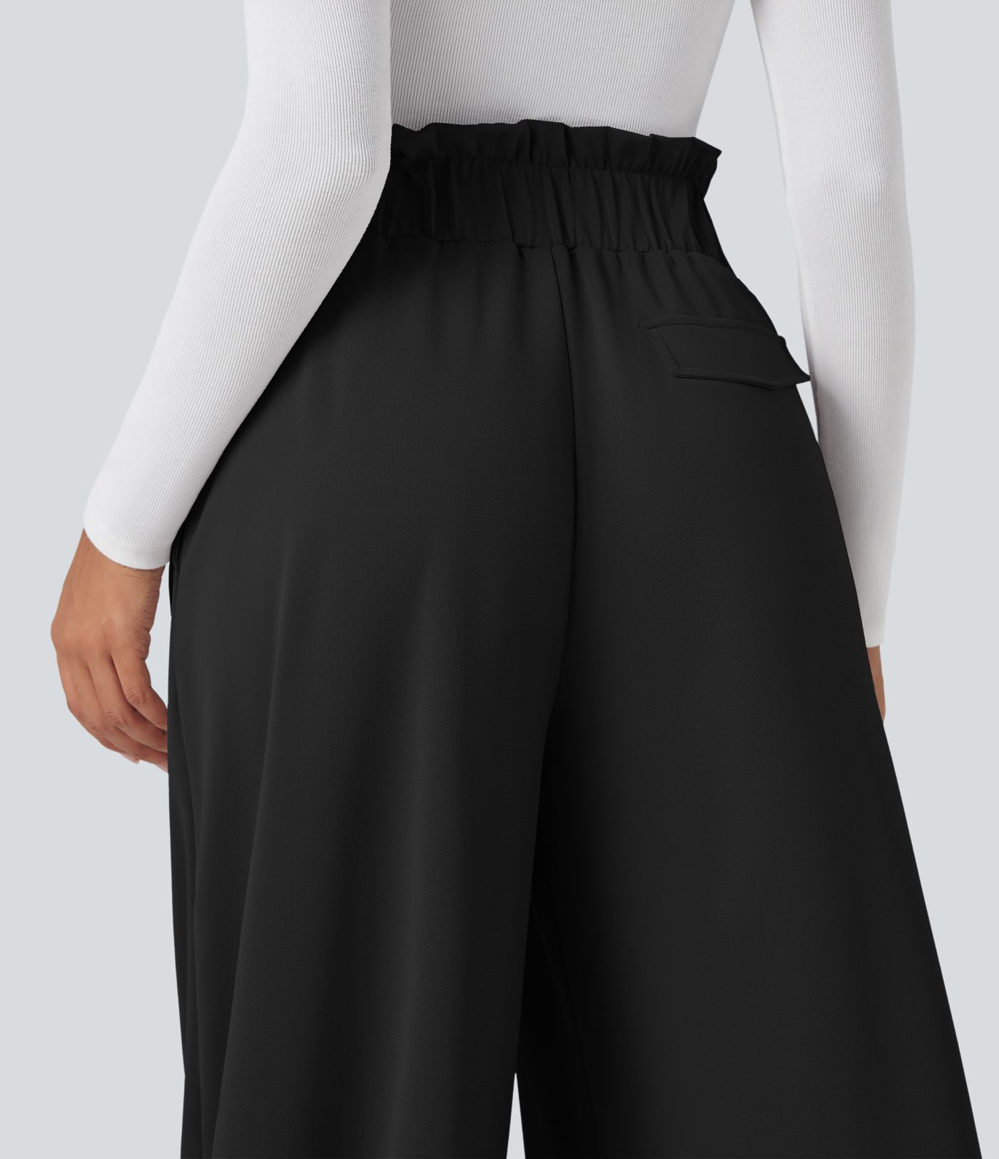 Halara Flex™ wide-leg crepe high-waisted tailored trousers with pockets
