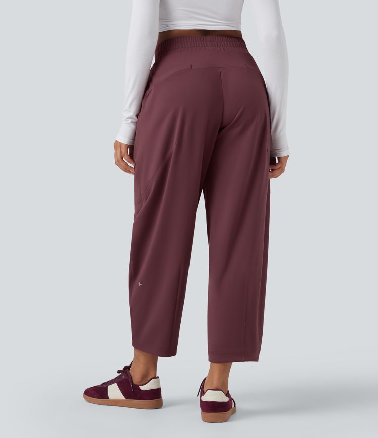 Pantalon 7/8 barrel taille mi-haute avec poches