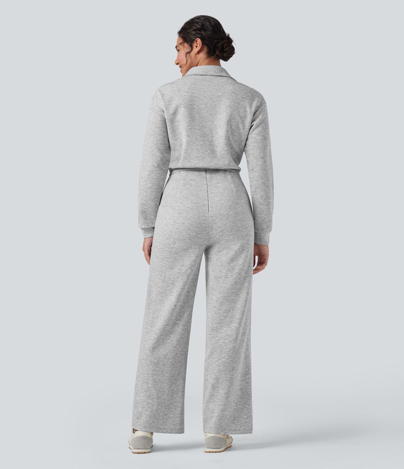 Lapel Zip Long Sleeve Casual Jumpsuit with Pockets-Easy Peezy