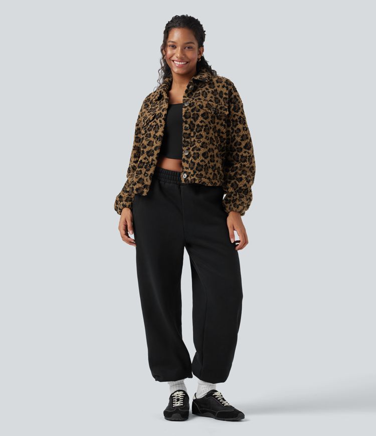 Long Sleeve Casual Sherpa Jacket with Pockets