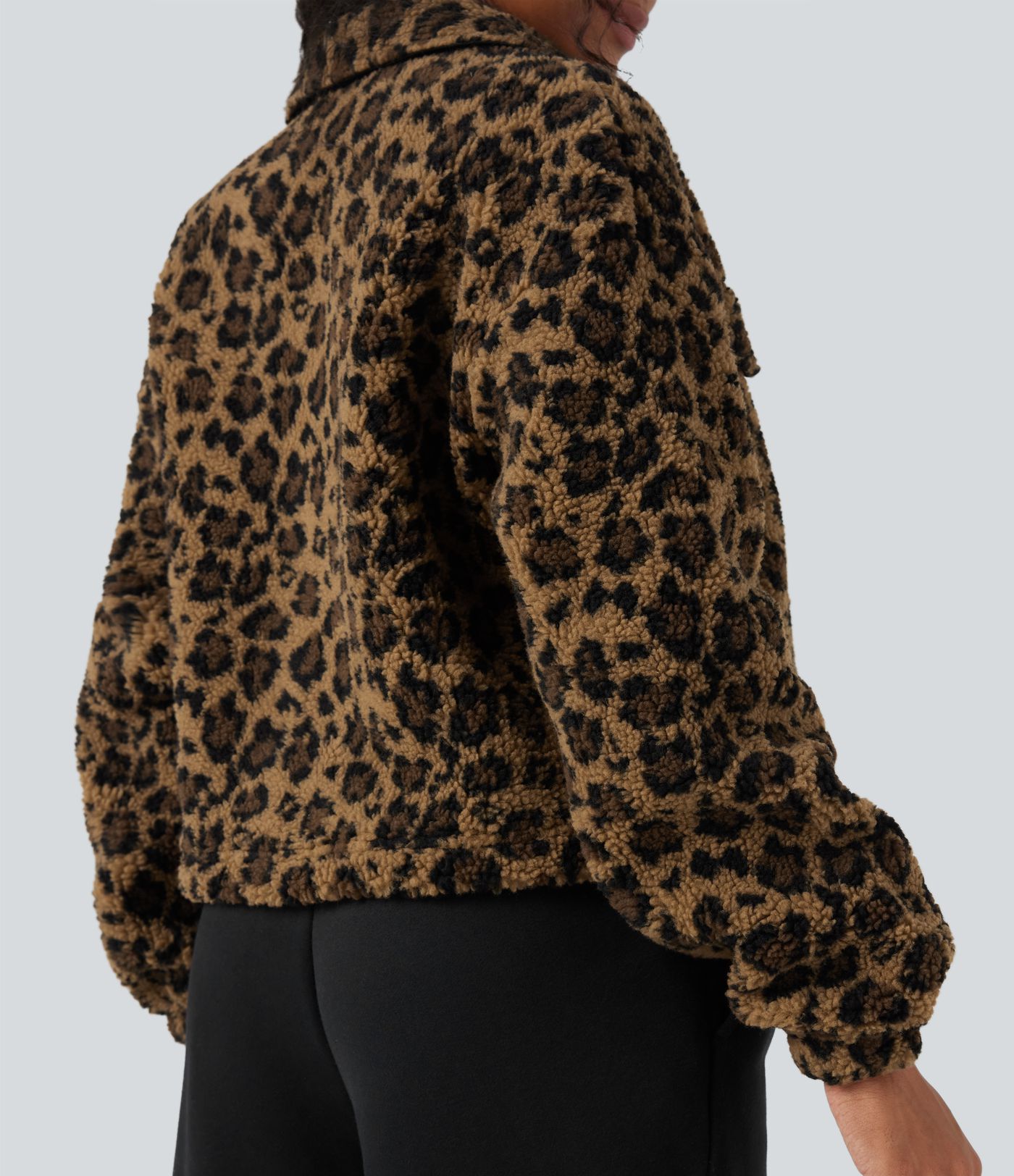 Long Sleeve Casual Sherpa Jacket with Pockets