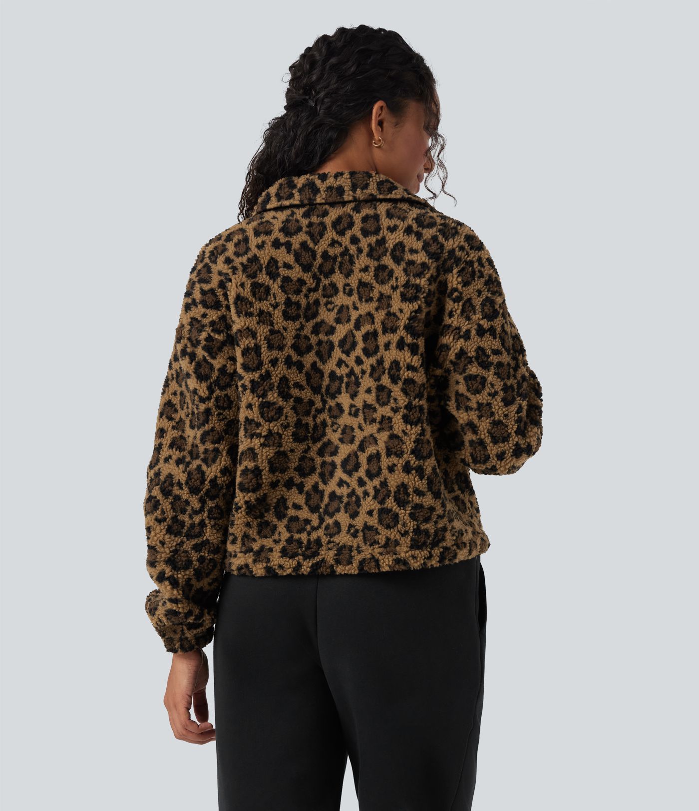 Long Sleeve Casual Sherpa Jacket with Pockets