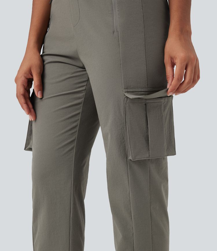 High Waisted Tapered Hiking Trousers with Pockets
