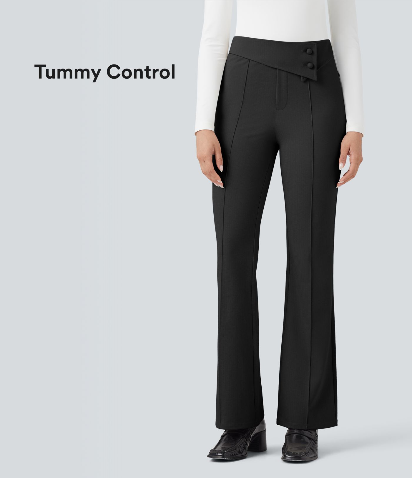 Pantalon de travail évasé Halara Flex™ à taille haute avec contrôle du ventre et poches, motif chevrons