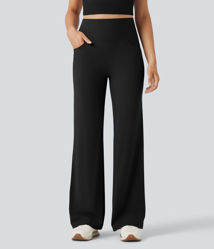 Halara UltraSculpt™ SoCinched Pantalon de yoga taille haute à effet gainant pour le ventre, coupe droite, avec poches
