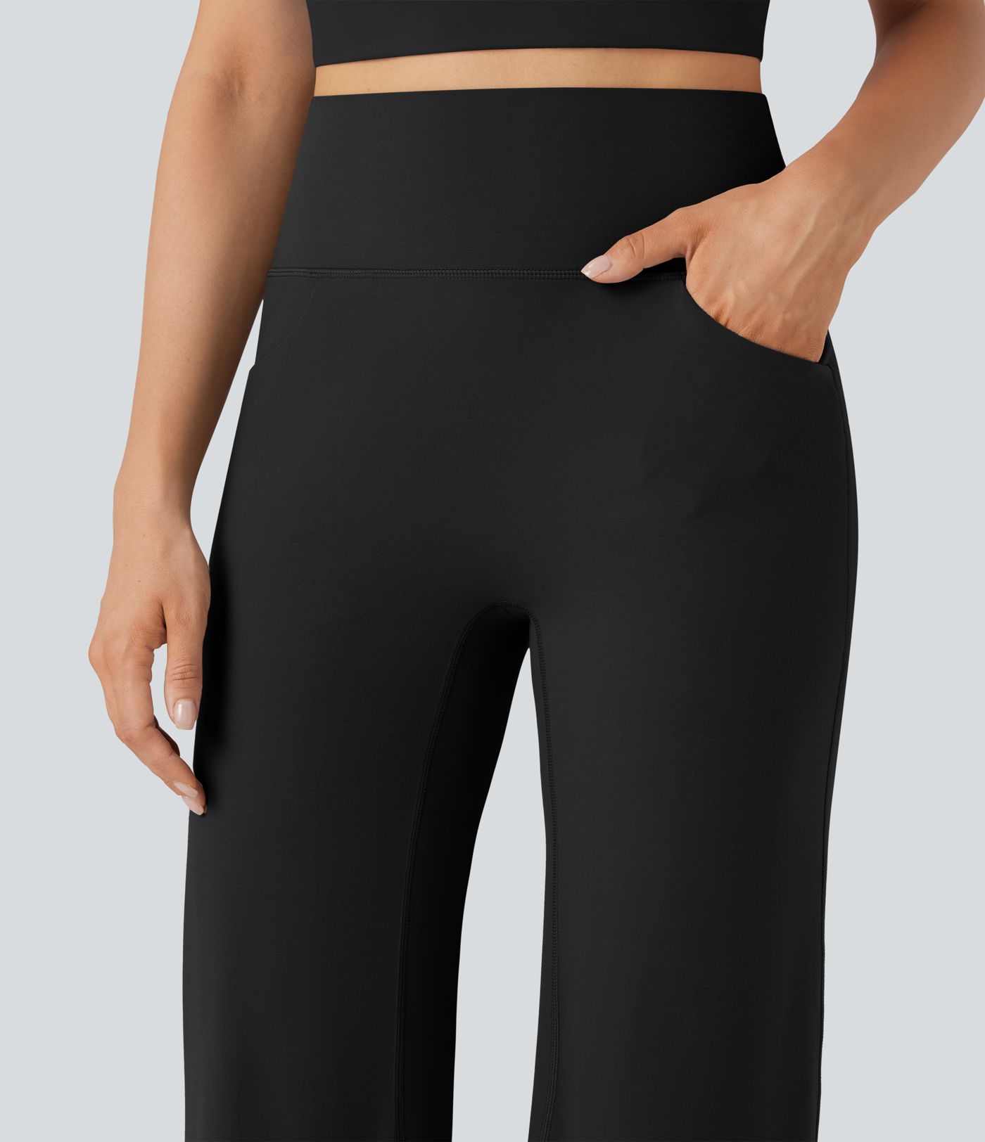 Halara UltraSculpt™ SoCinched Pantalon de yoga taille haute à effet gainant pour le ventre, coupe droite, avec poches