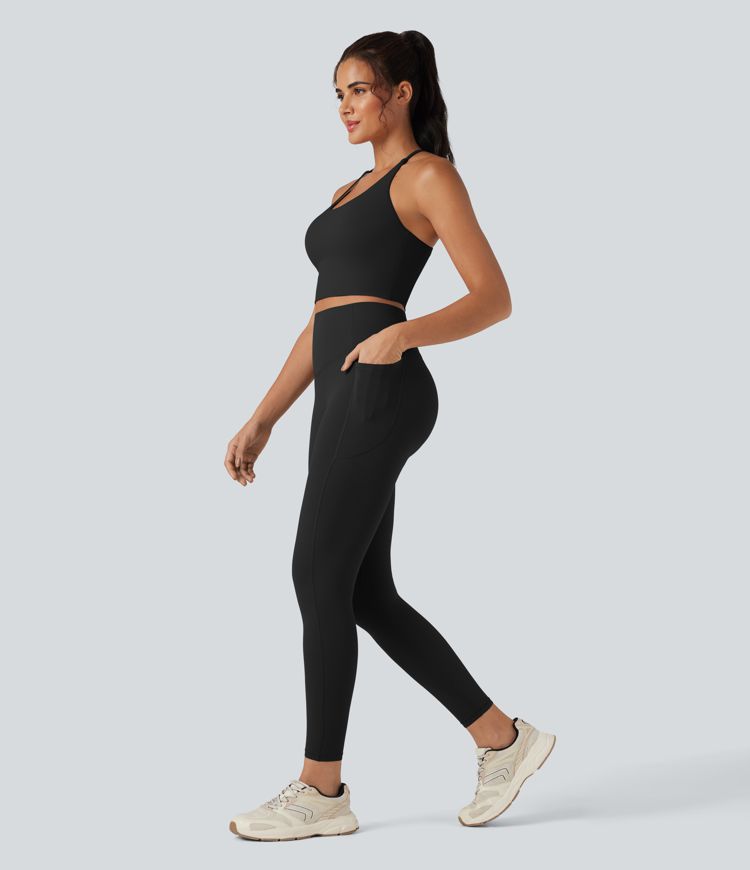 Halara UltraSculpt™ SoCinched Trainingsleggings mit hohem Bund, gerafftem Po-Lifting, Bauchkontrolle und Taschen