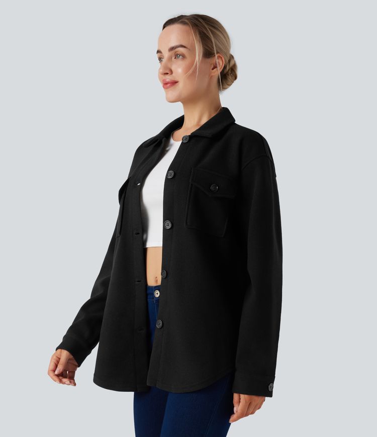 Veste décontractée en molleton manches longues avec poches