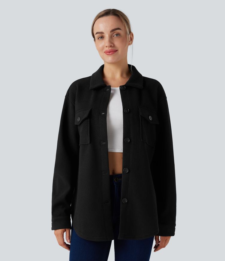 Veste décontractée en molleton manches longues avec poches