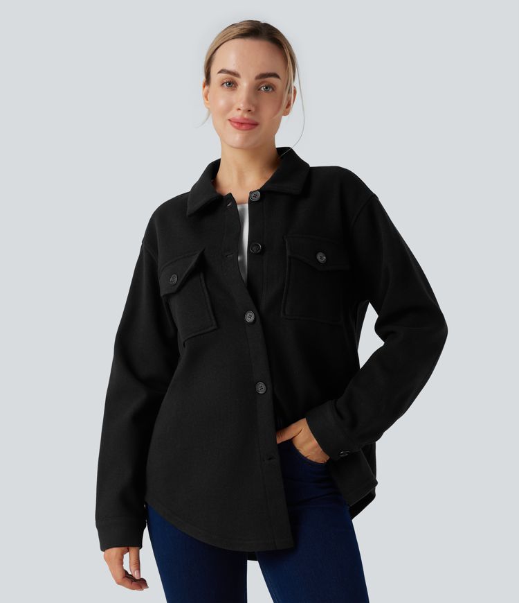 Veste décontractée en molleton manches longues avec poches