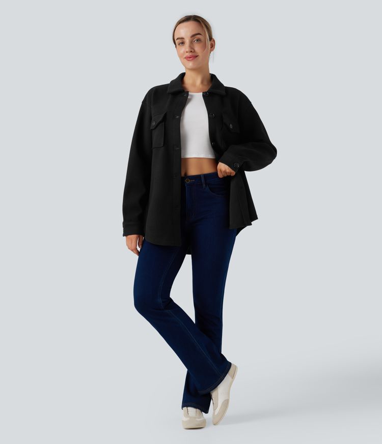 Veste décontractée en molleton manches longues avec poches