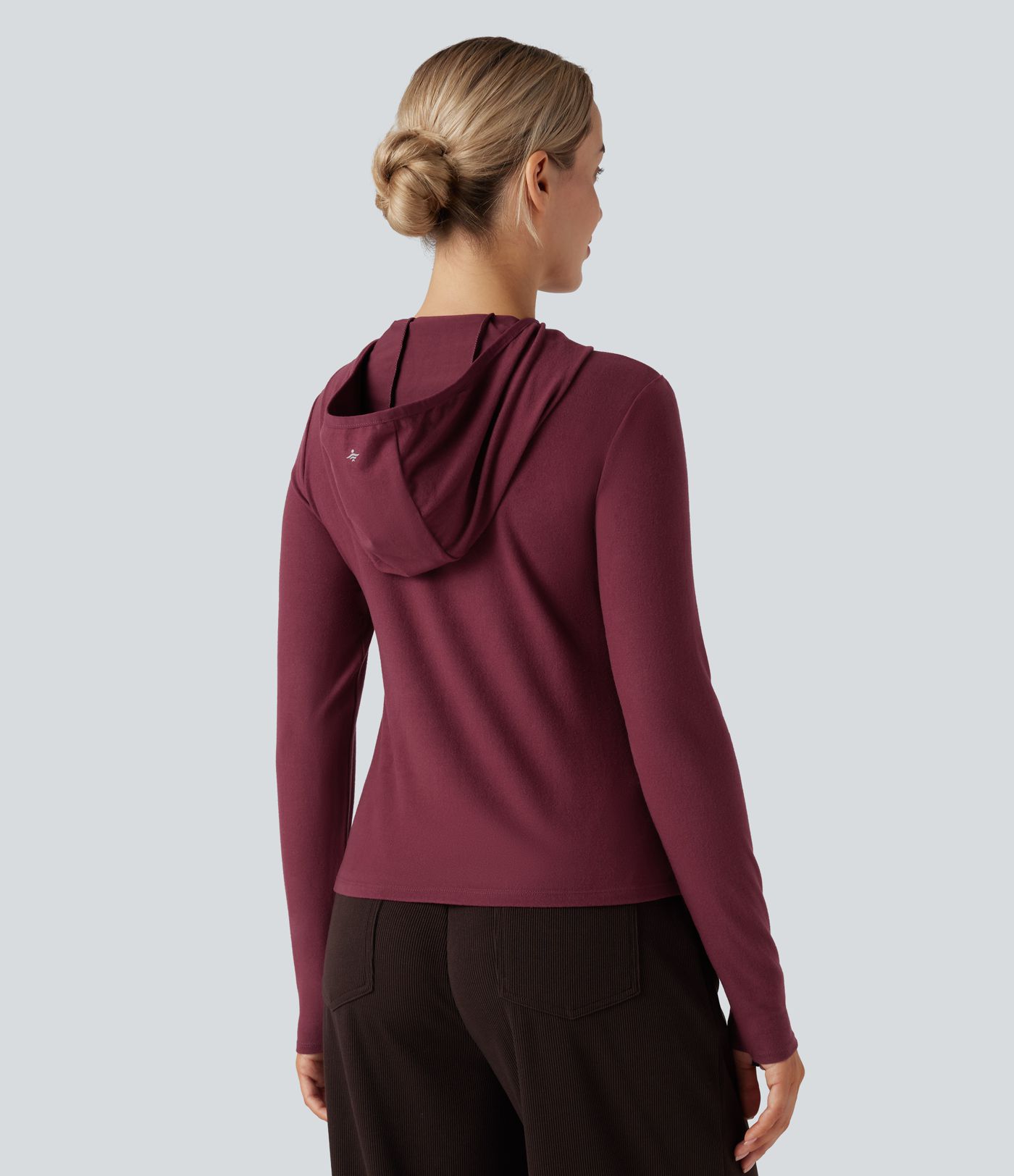 Halara HeatCore Hooded Long Sleeve Thumb Holes Slim Hiking Warming Sports Top