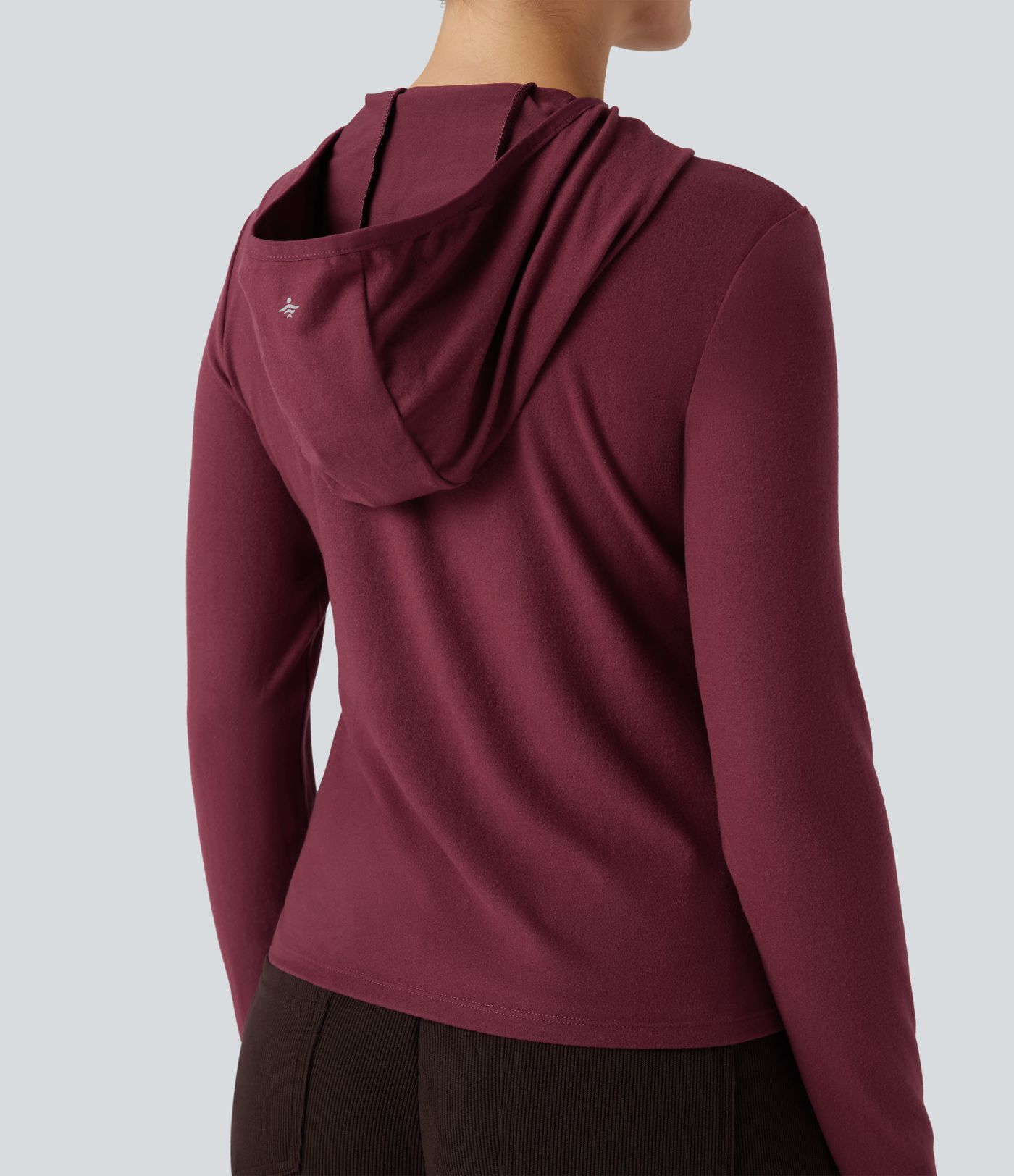 Halara HeatCore Hooded Long Sleeve Thumb Holes Slim Hiking Warming Sports Top