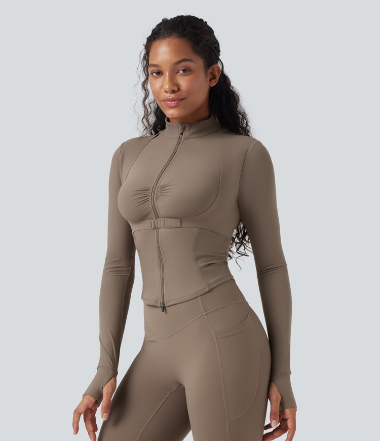 Halara UltraSculpt™ Ruched Push-Up Long Sleeve Thumb Hole Yoga Jacket