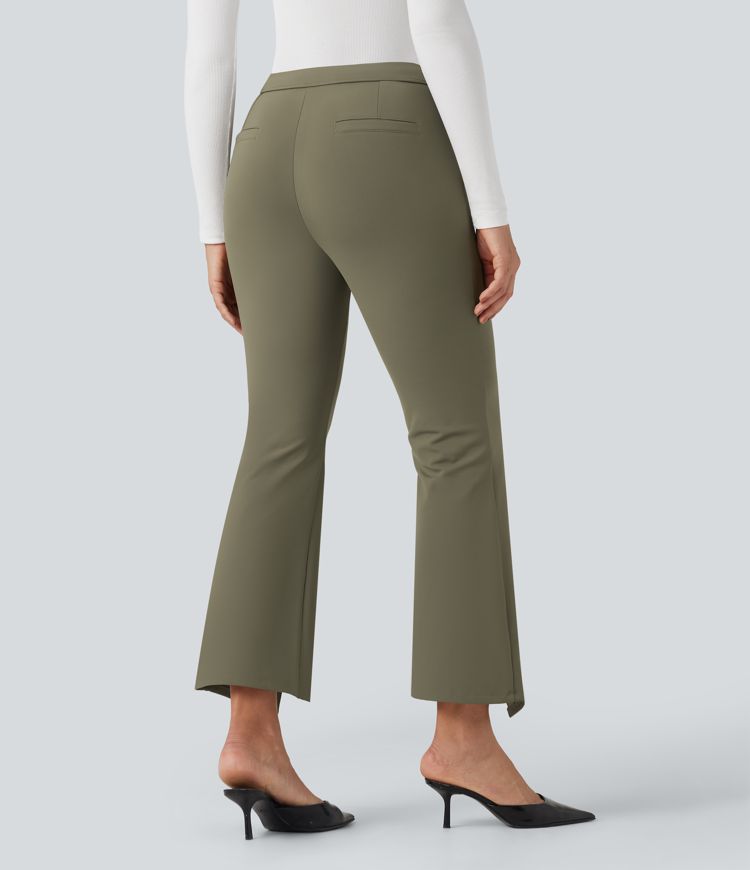 SoftlyZero™ Plush Thermal High Waisted Split 7/8 Work Bootcut Pants with Pockets
