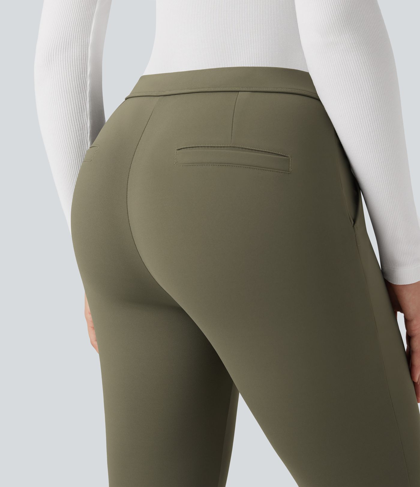 Pantalones de oficina SoftlyZero™ afelpado térmico de tiro alto de 7/8 con abertura y bolsillos
