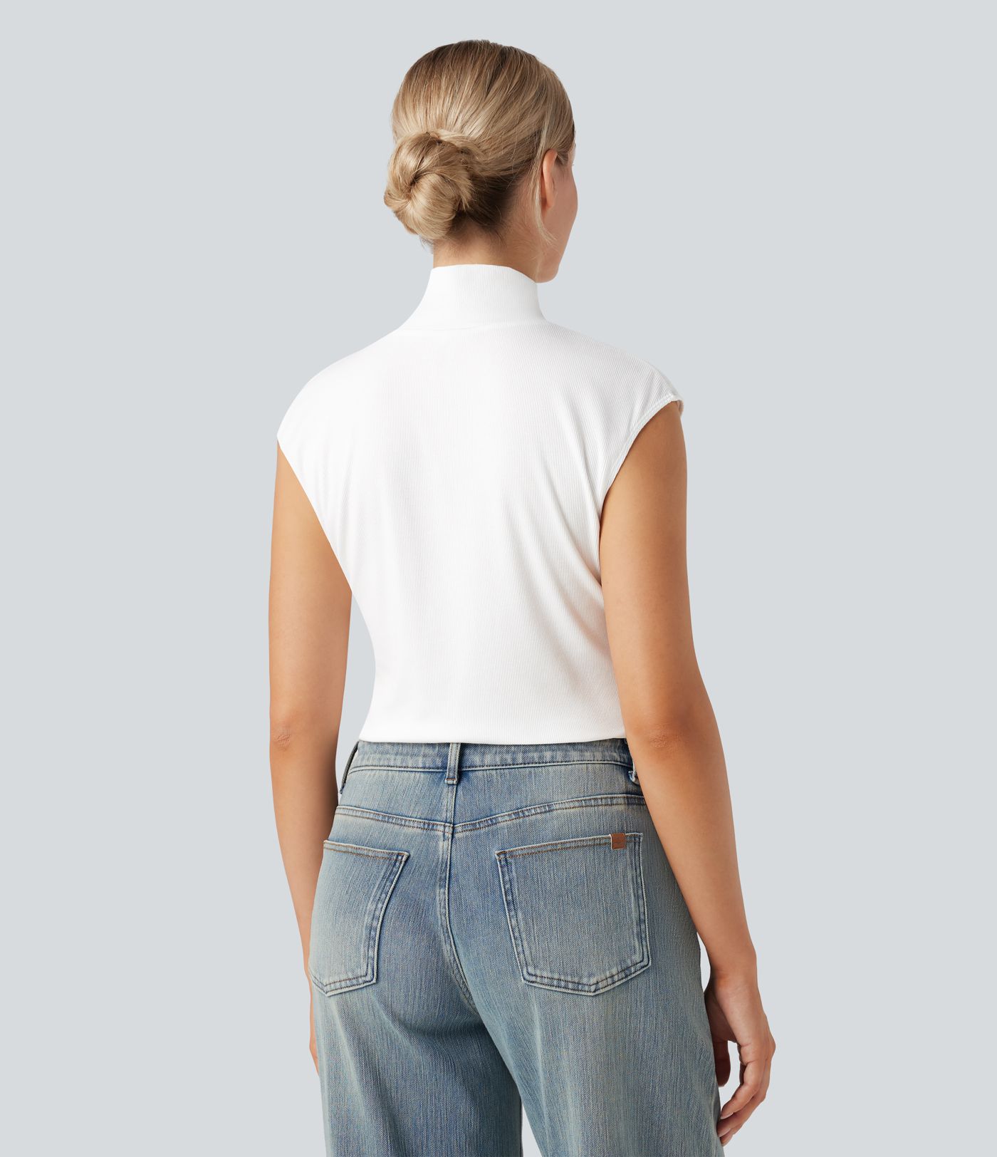 Ribbed Mock Neck Sleeveless Casual Bodysuit