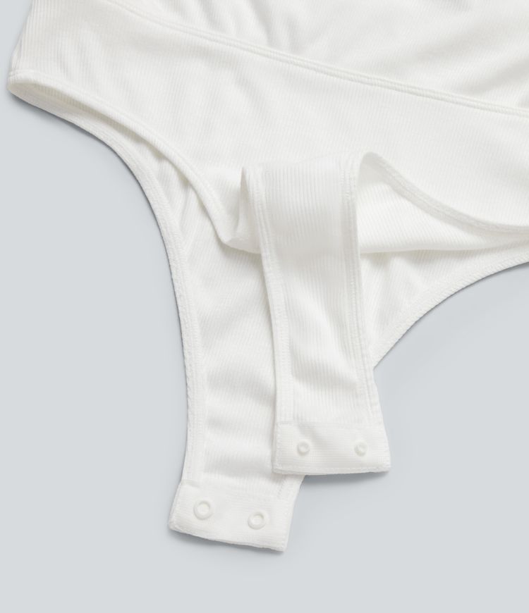 Ribbed Mock Neck Sleeveless Casual Bodysuit