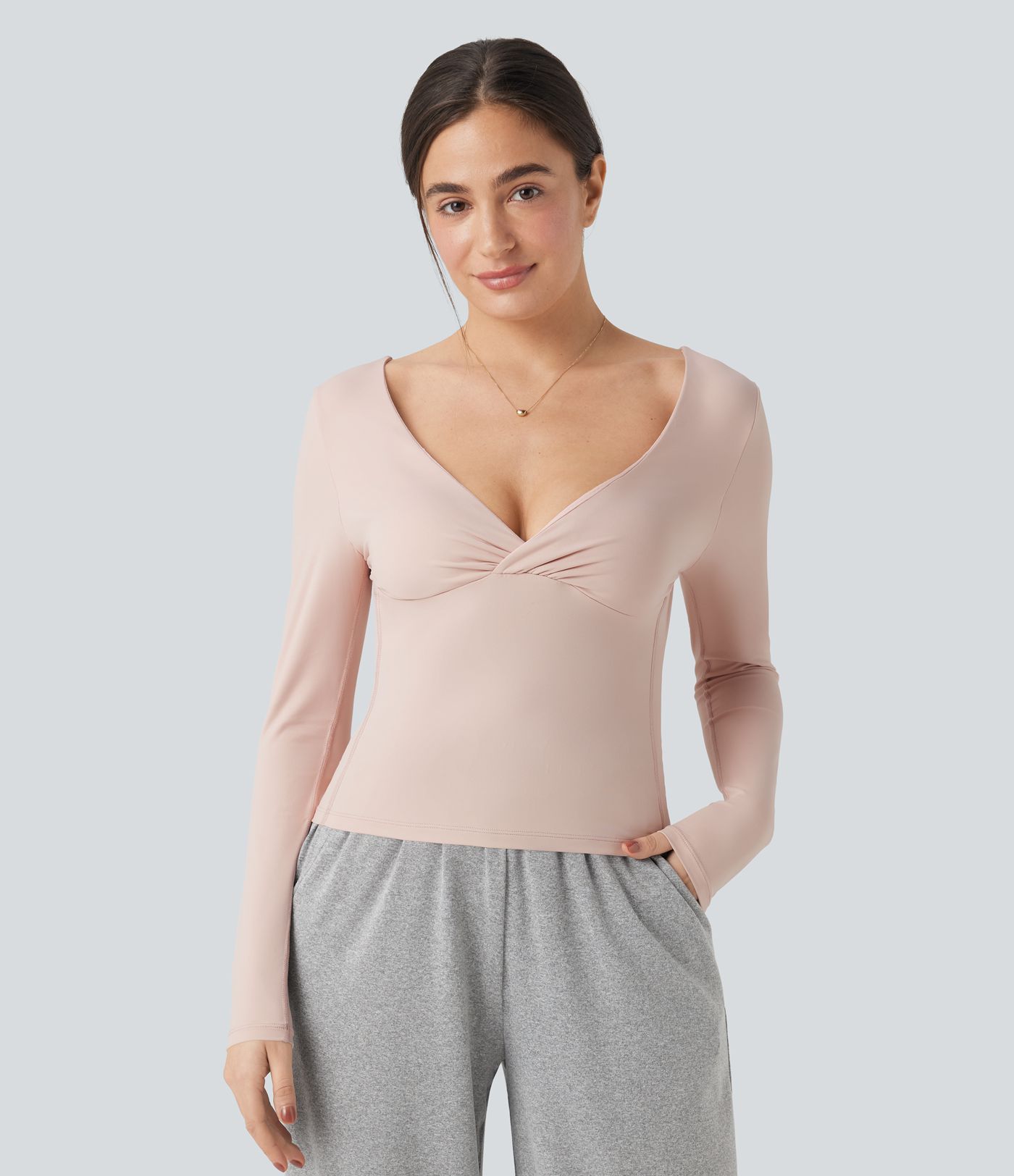 V Neck Long Sleeve Yoga Sports Top