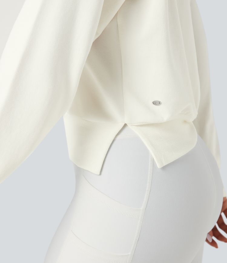 Off-shoulder Long Sleeve Fleece Yoga Sports Top