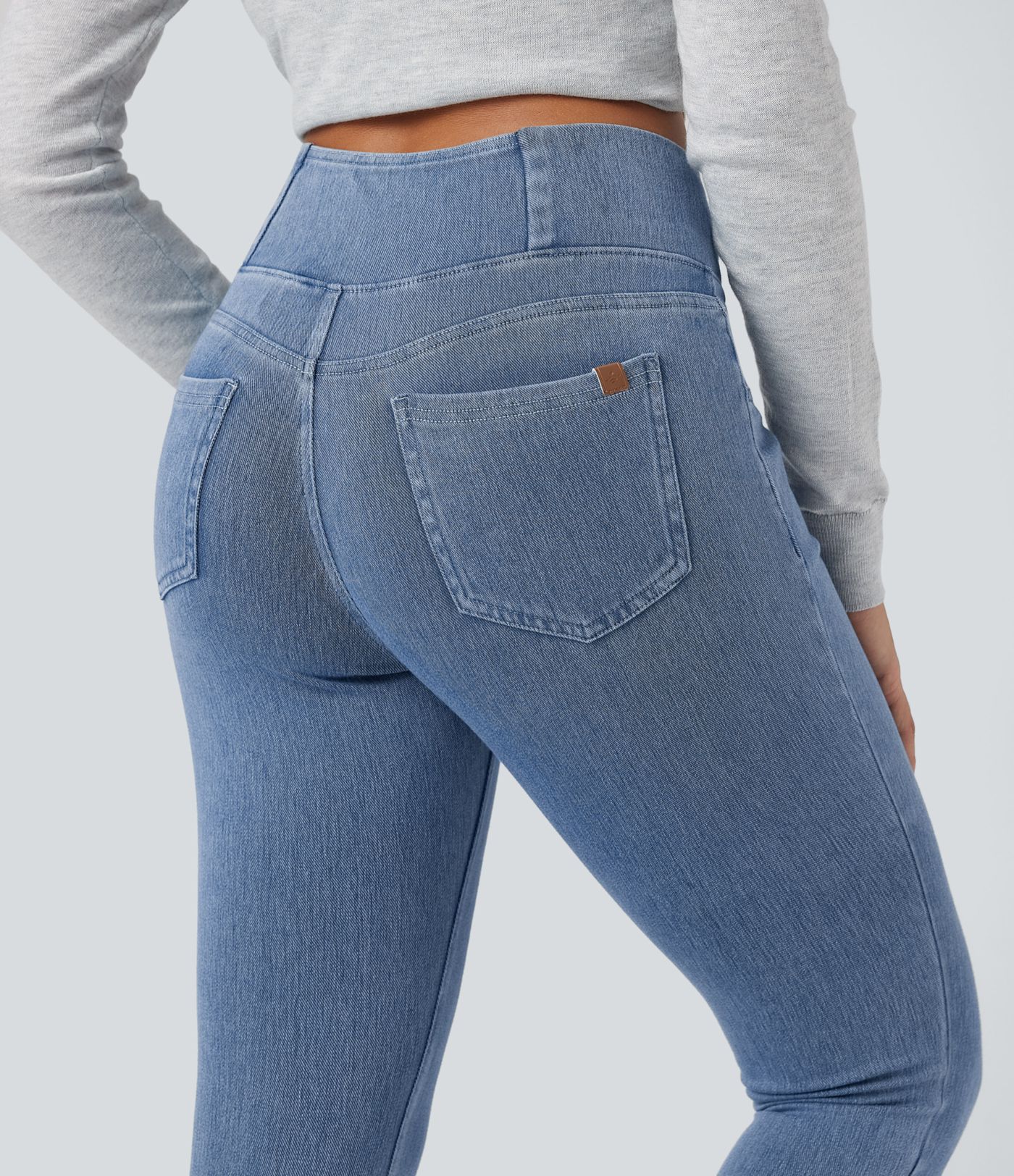 Halara Flex™ Arbeitsleggings aus elastischem Strick-Denim mit hohem Bund und mehreren Taschen Halara Flex™ Arbeitsleggings aus elastischem Strick-Denim mit hohem Bund und mehreren Taschen