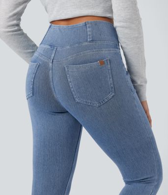 Halara Flex™ Arbeitsleggings aus elastischem Strick-Denim mit hohem Bund und mehreren Taschen Halara Flex™ Arbeitsleggings aus elastischem Strick-Denim mit hohem Bund und mehreren Taschen