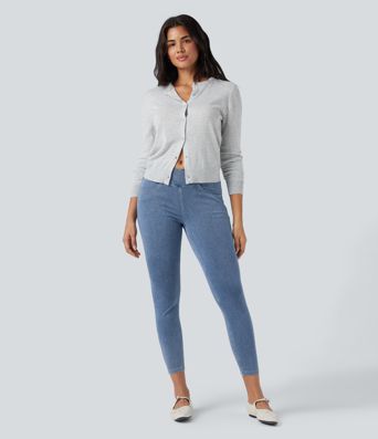 Halara Flex™ Arbeitsleggings aus elastischem Strick-Denim mit hohem Bund und mehreren Taschen Halara Flex™ Arbeitsleggings aus elastischem Strick-Denim mit hohem Bund und mehreren Taschen