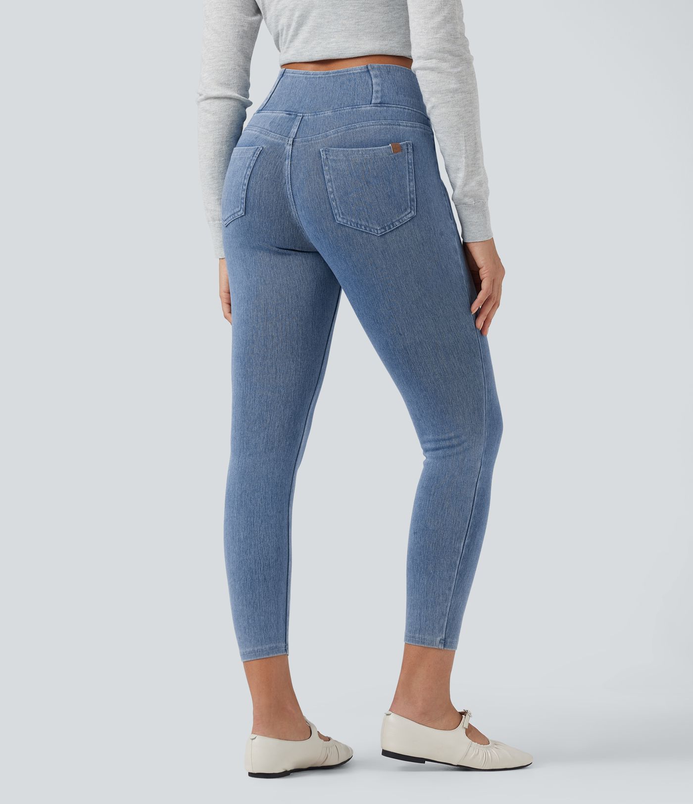 Halara Flex™ Arbeitsleggings aus elastischem Strick-Denim mit hohem Bund und mehreren Taschen Halara Flex™ Arbeitsleggings aus elastischem Strick-Denim mit hohem Bund und mehreren Taschen